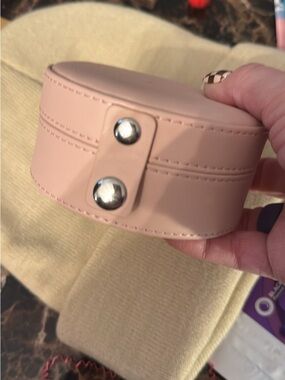 Blush Pink Round Jewelry Case with Snap Closure